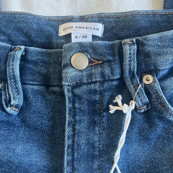 *GOOD AMERICAN Good Legs Straight Indigo Distressed Jean Indigo 6/28 NWT O-26 - Picture 11 of 14